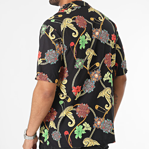 Chemise Manches Courtes Noir Renaissance Floral
