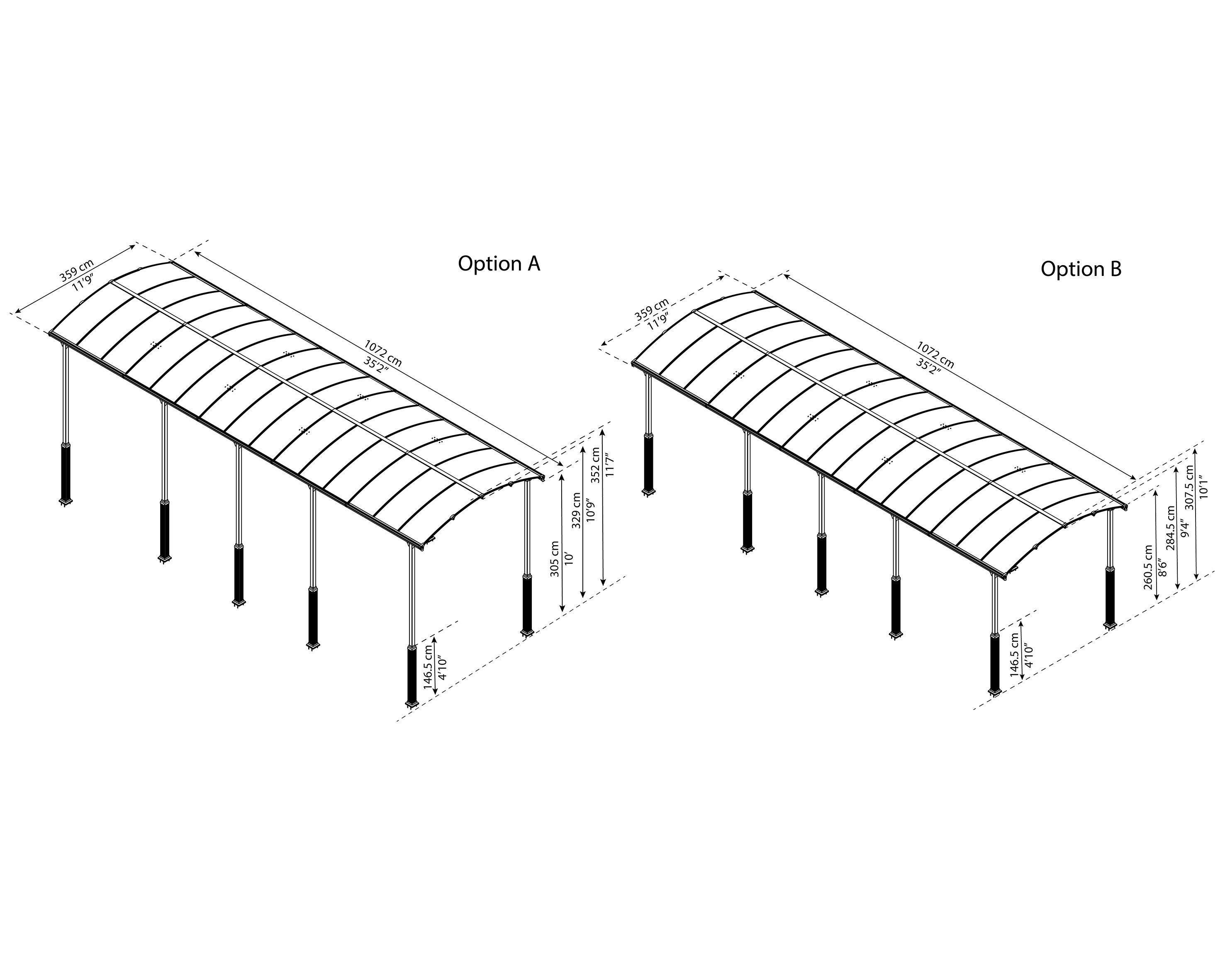 Palram - Canopia | Alpine 3.6 X 11 Carport Wohnmobil, anthrazit