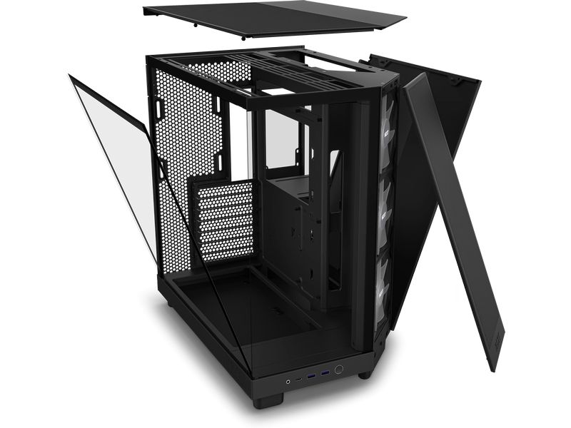 NZXT PC-Gehäuse H6 RGB Flow Schwarz Kompaktes Mid-Tower-Gehäuse mit hohem Luftstrom und RGB Lüftern