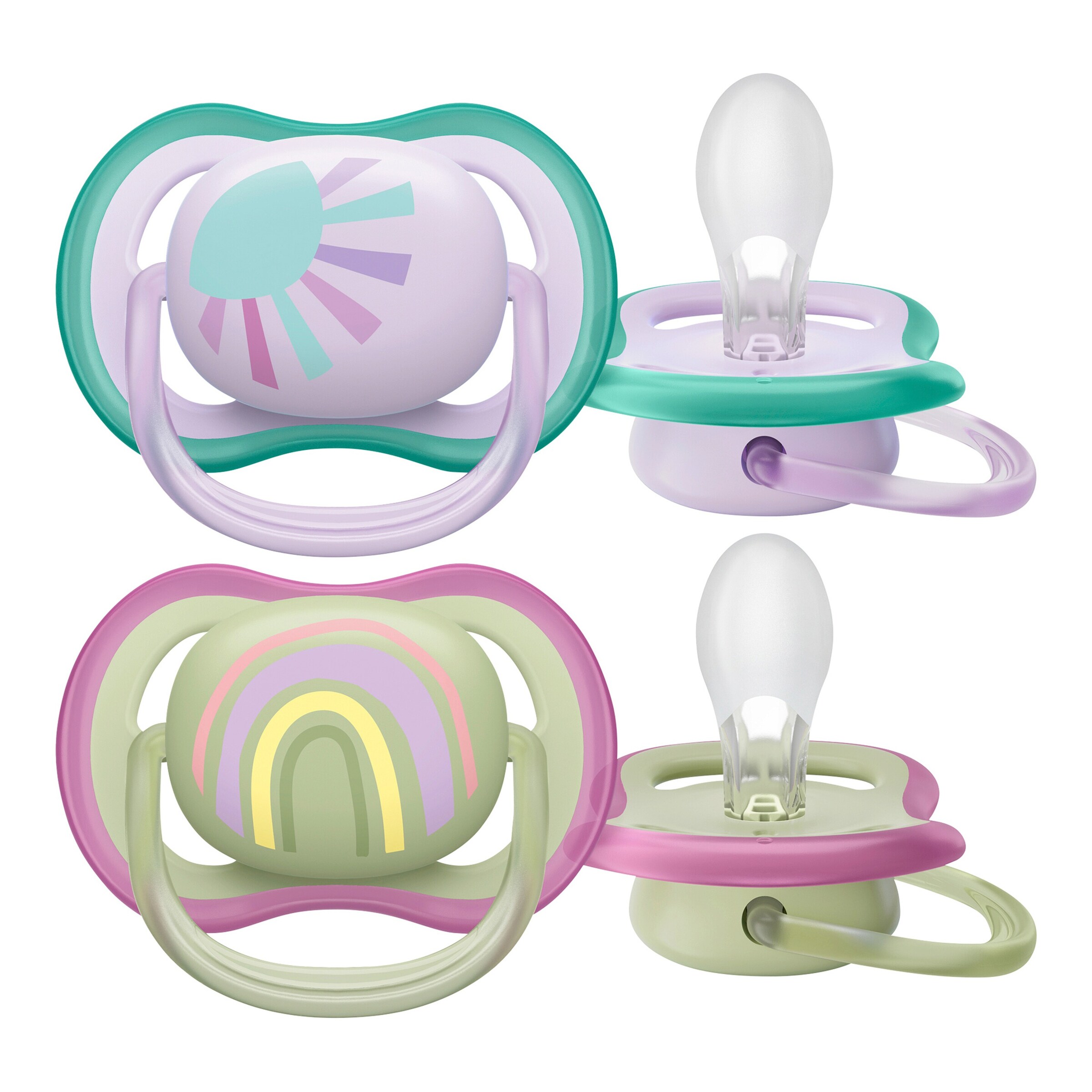 Philips Avent 2er-Pack Schnuller ultra air, 0-6M pink/gelb