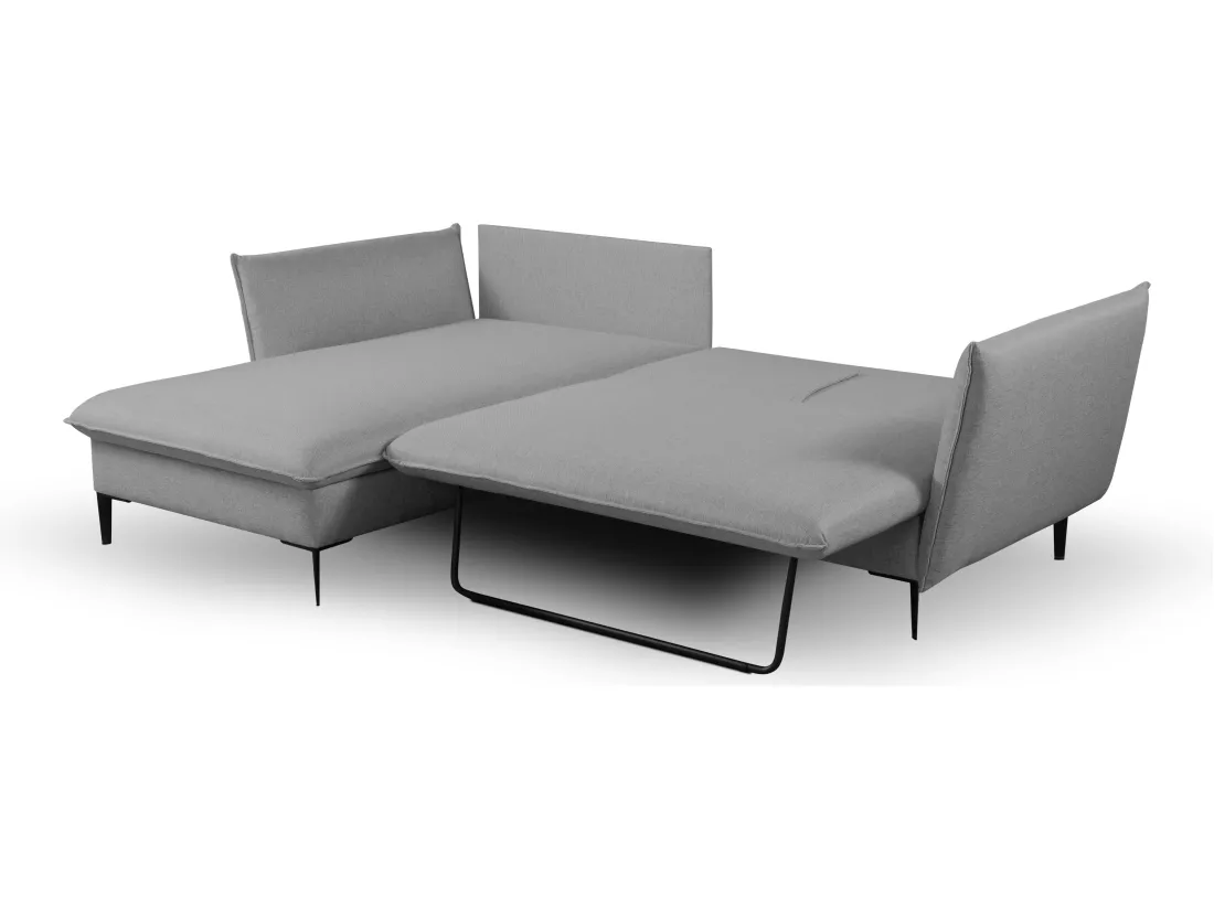Canapé d'angle convertible en tissu gris LAZARE - Angle gauche