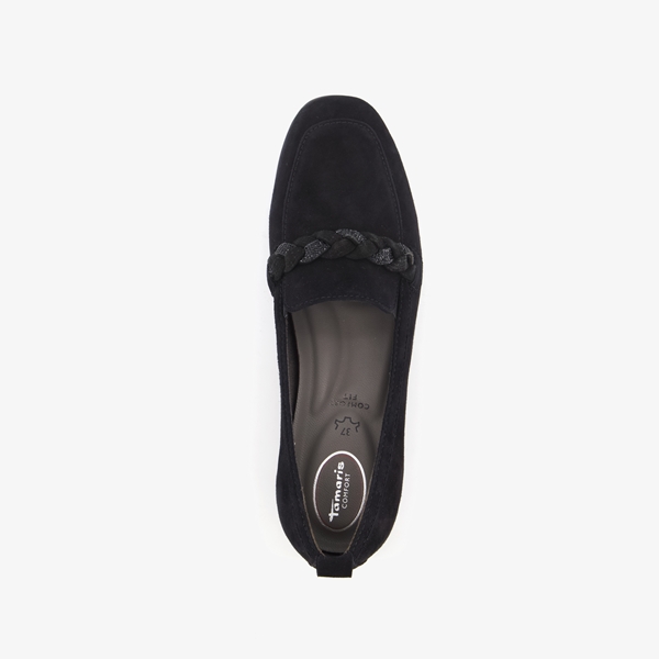 Tamaris Comfort suede dames instappers zwart