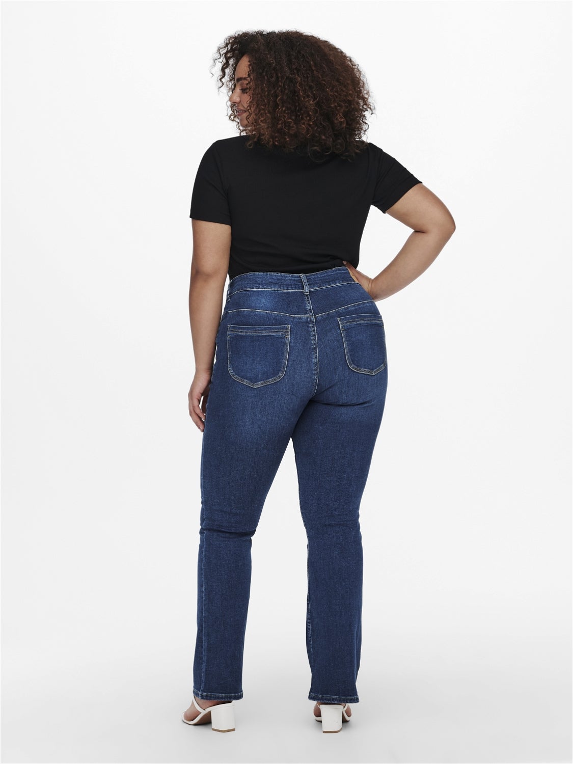 CARZABBA Hohe Taille Ausgestellt Jeans Medium Blue Denim