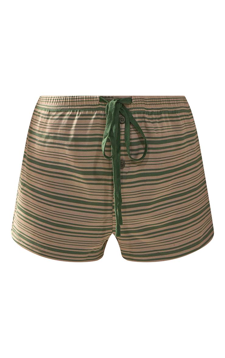 Vert Sauge Short Côtelé Rayé Doux Avec Détail Boxer Et Cordon De Serrage
