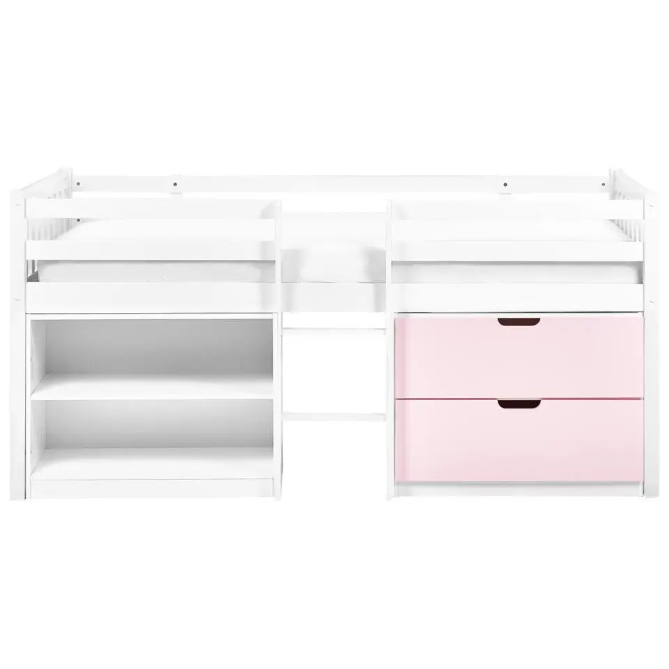 SUSVILLE - Kinderbed - Wit/Roze - 90 x 200 cm - Rubberhout