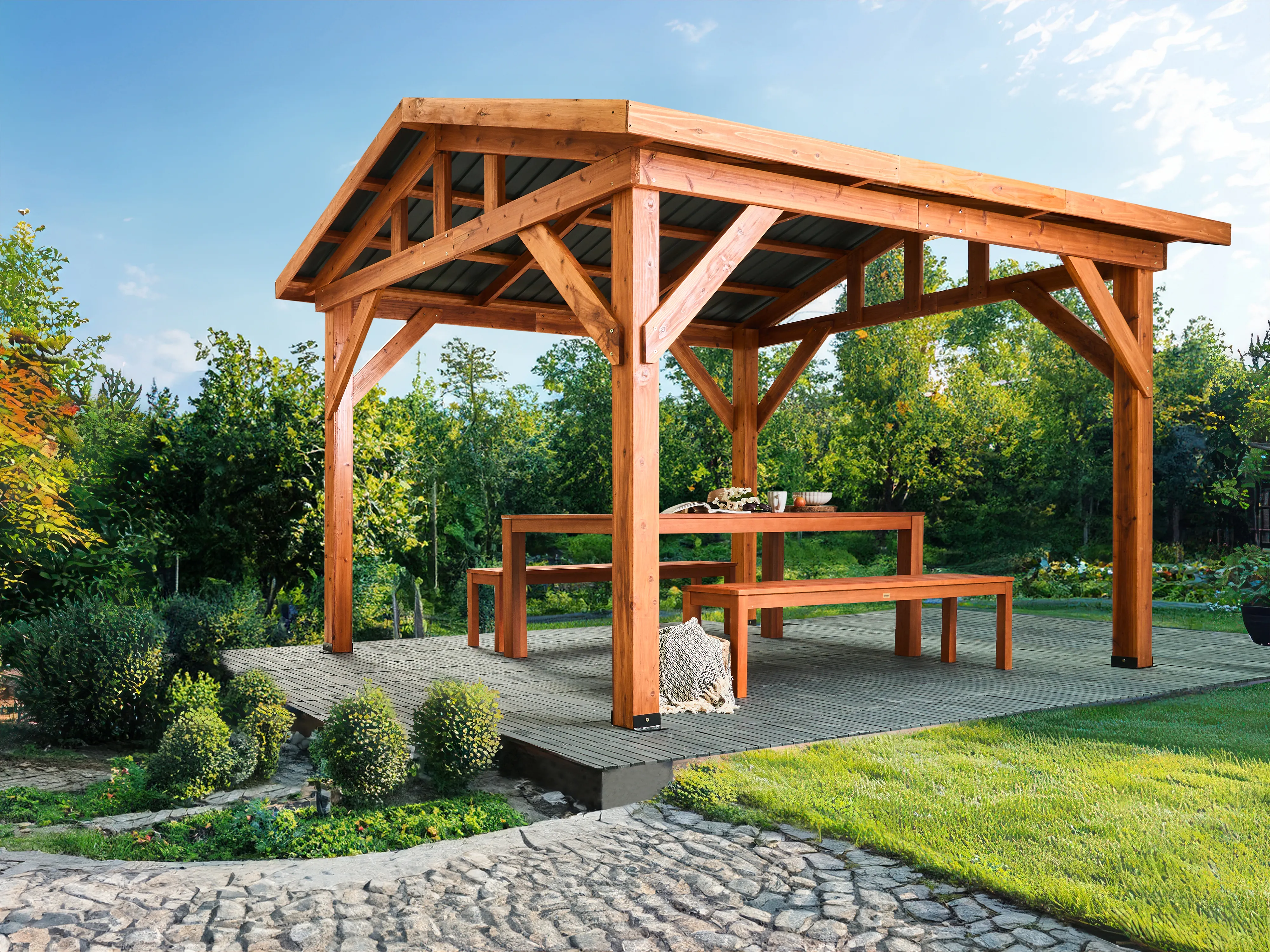 Paviljoen SECCHIA Dennenhout 296 cm 350 cm Bruin/grijs