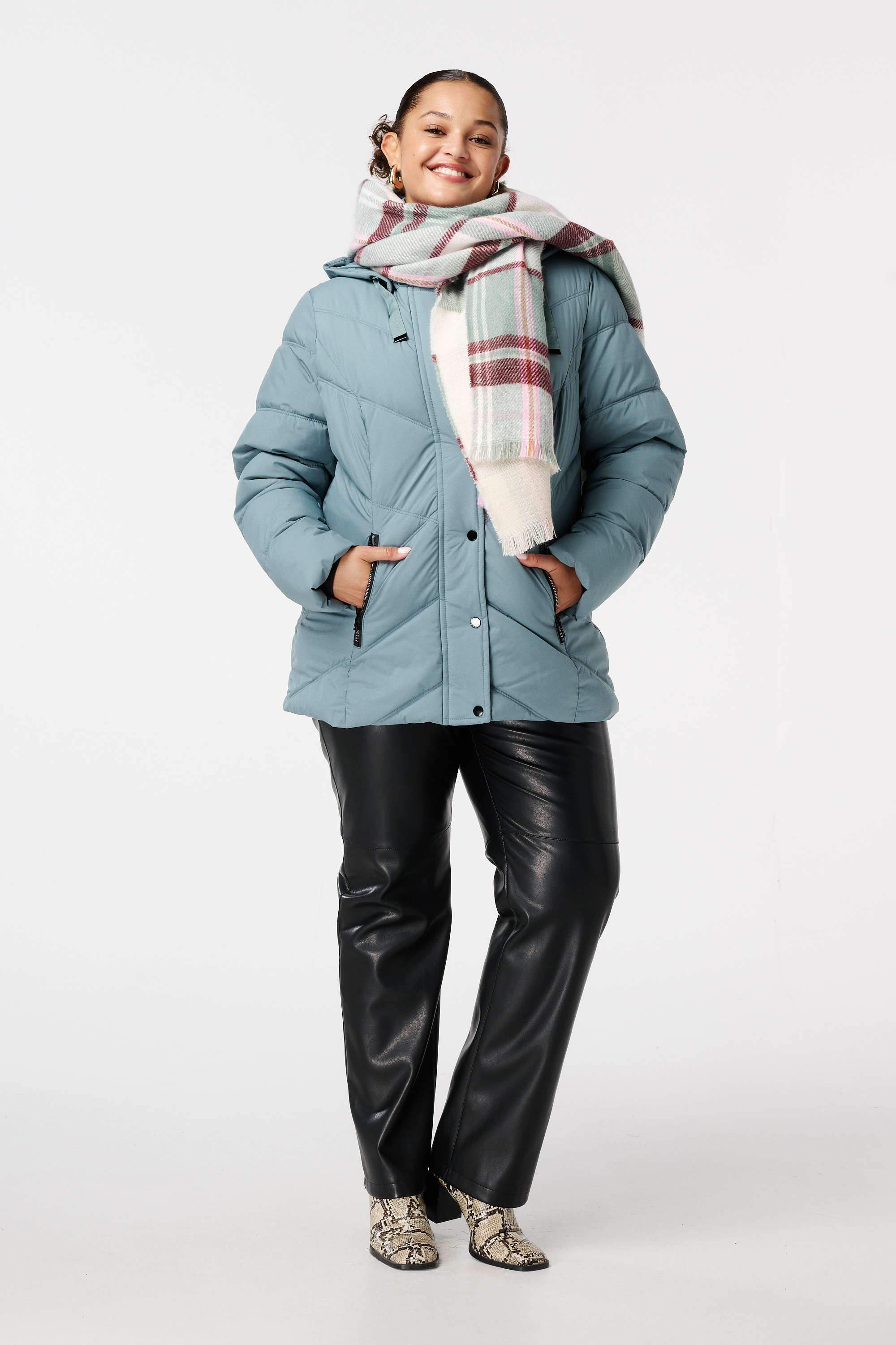Gewatteerde jas met capuchon Hemels blauw