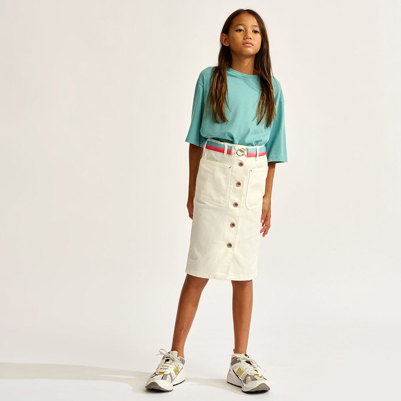 Bellerose Jupe crayon en jean Pepsie blanche