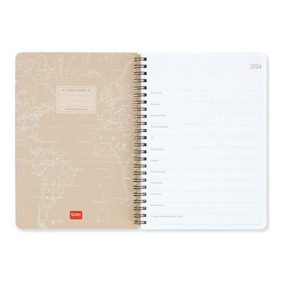 Agenda à spirale 1 semaine sur 2 pages - 15 x 21 cm - voyage - Legami