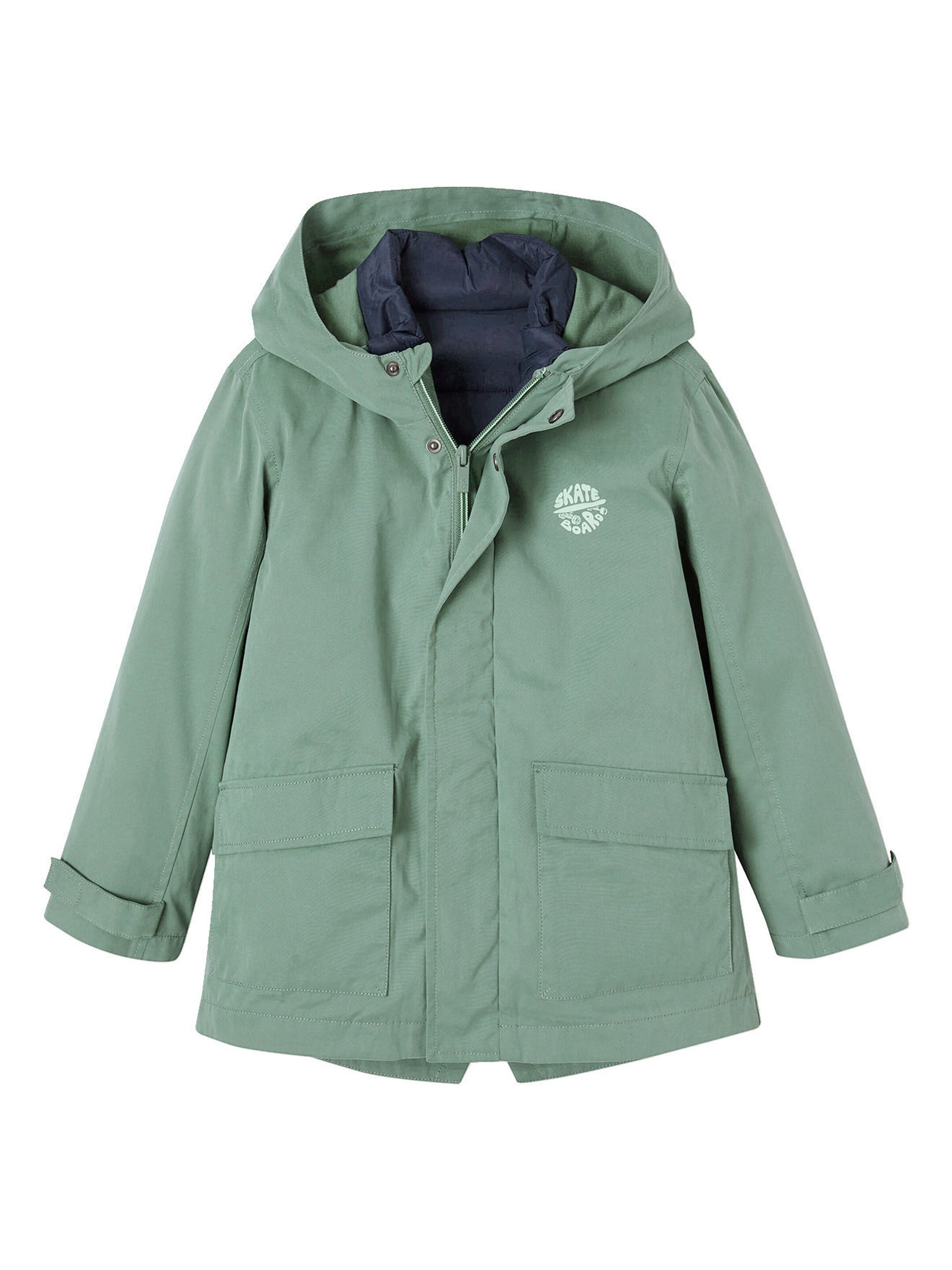 Vertbaudet Jungen 3-in-1-Jacke mit Recycling-Polyester salbeigrün