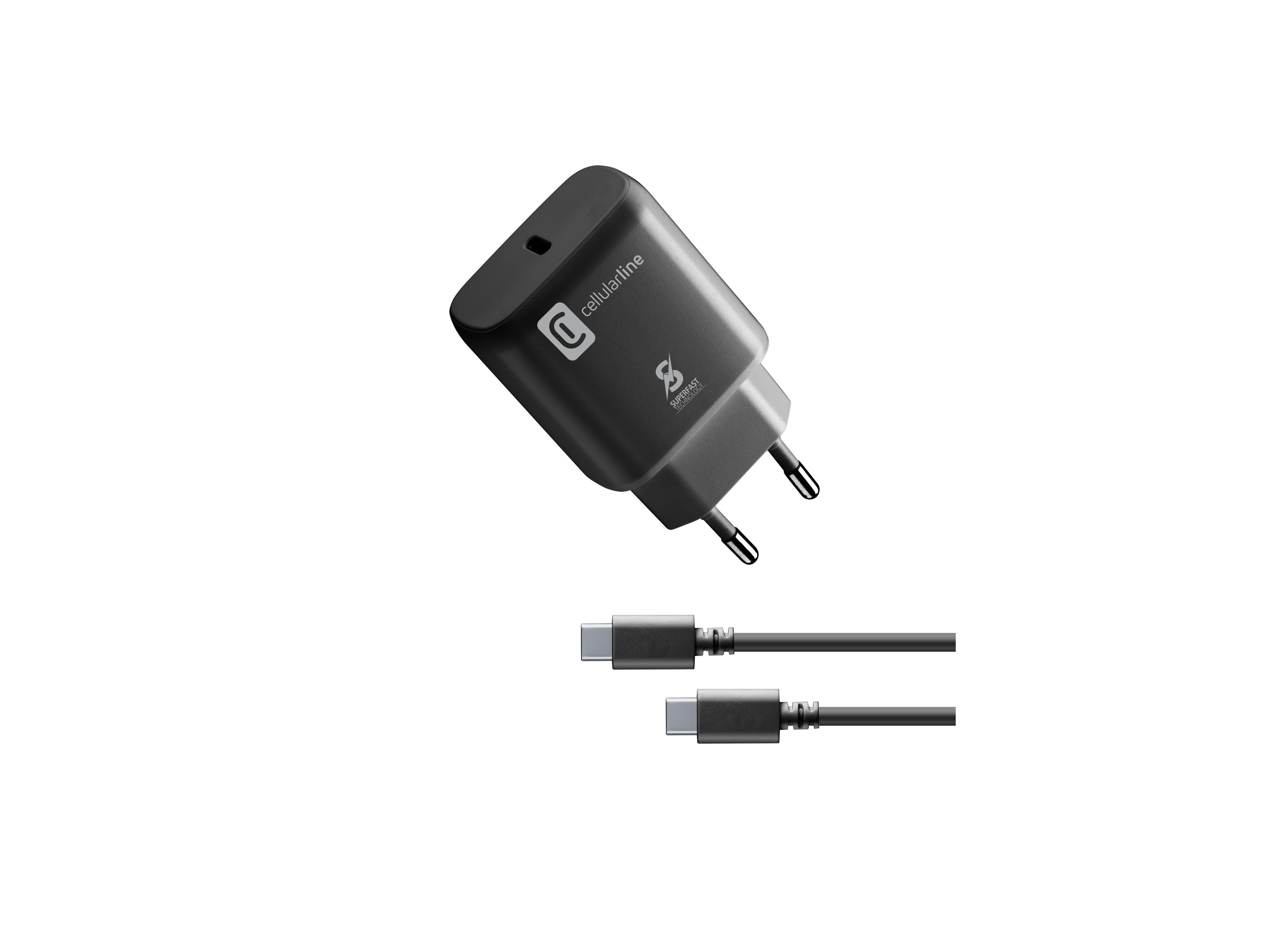 CARREGADOR   CABO CELLULARLINE 25W P/SAMSUNG PRETO USB-TYPE C