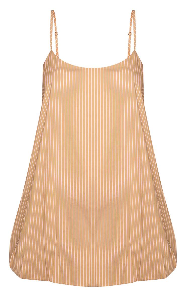 Vrai Beige Robe Bouffante À Rayures Avec Bretelles