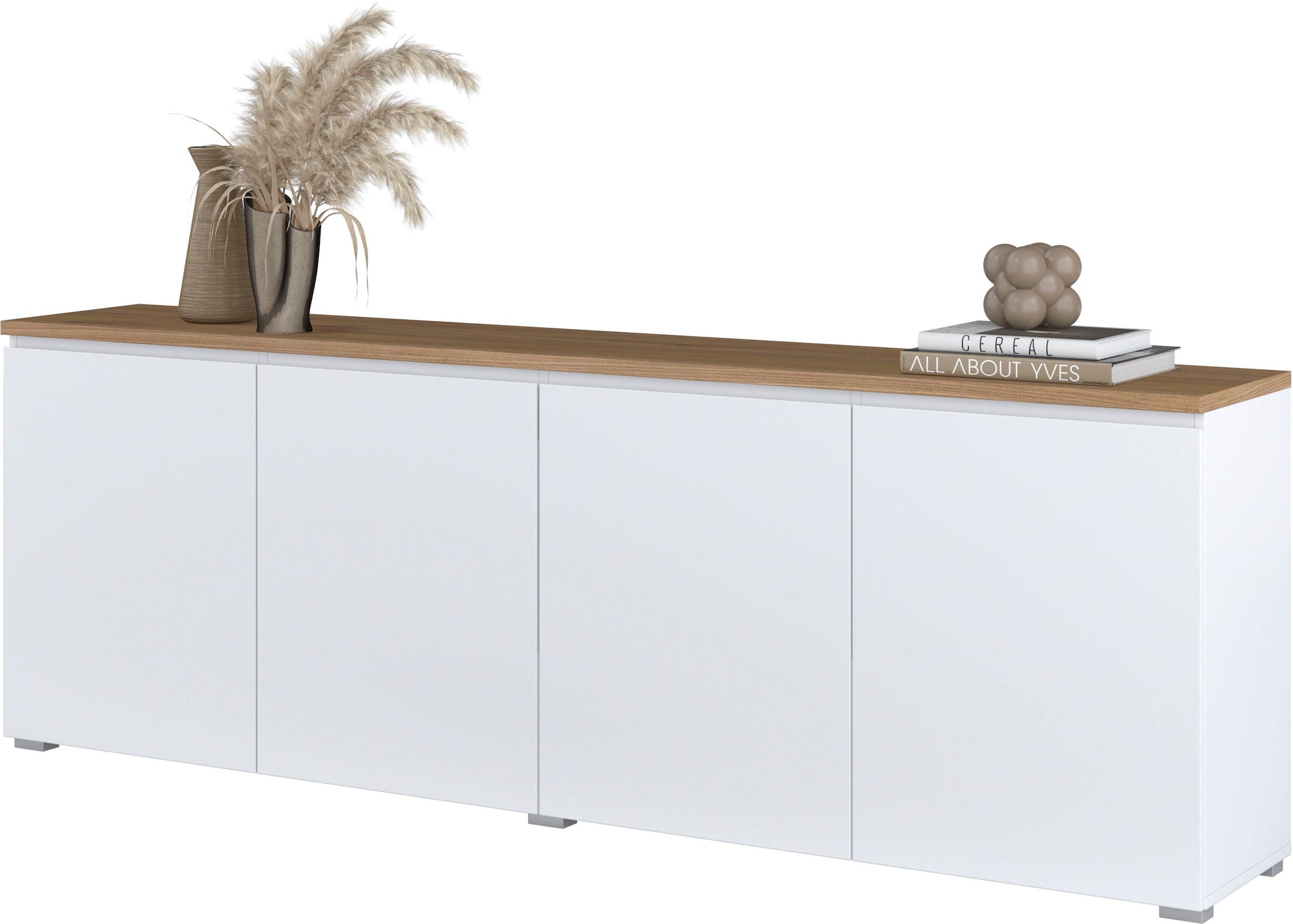 INOSIGN Sideboard »Modo, Breite 200 cm, moderne grifflose Kommode 4Türen« Anrichte mit viel Stauraum, Einlegeböden verstellbar