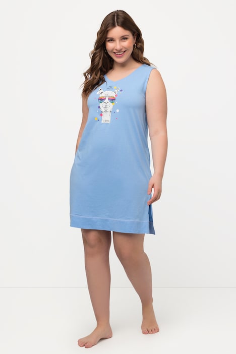 Longshirt, Lama, V-Ausschnitt, ärmellos