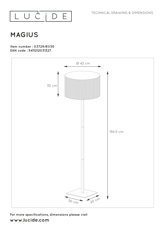 Lucide Magius vloerlamp naturel