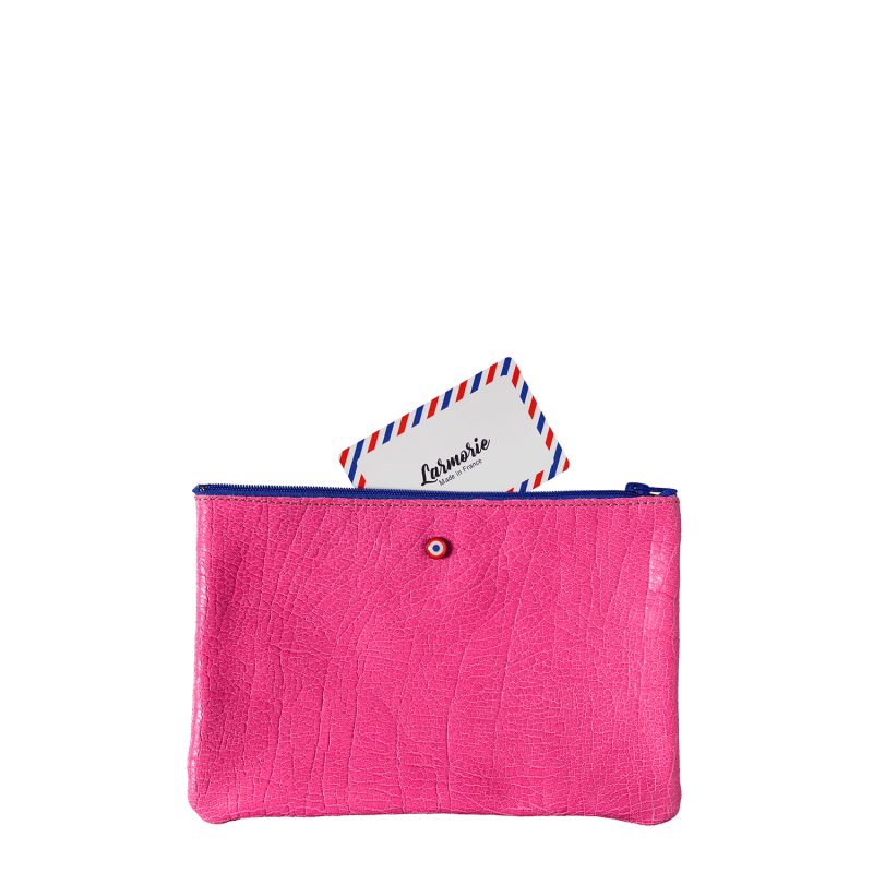 Pochette Camille en cuir UpCyclé 21 cm Vie en Rose