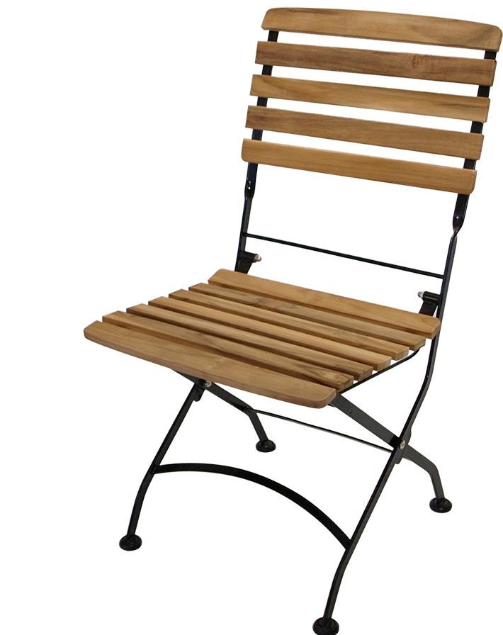DEGAMO Klappstuhl JAKARTA, Flachstahl schwarz + Teakholz, 2-er Set