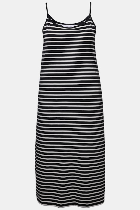 Maxikleid, Straight Shape, Ringel, Spaghetti-Träger