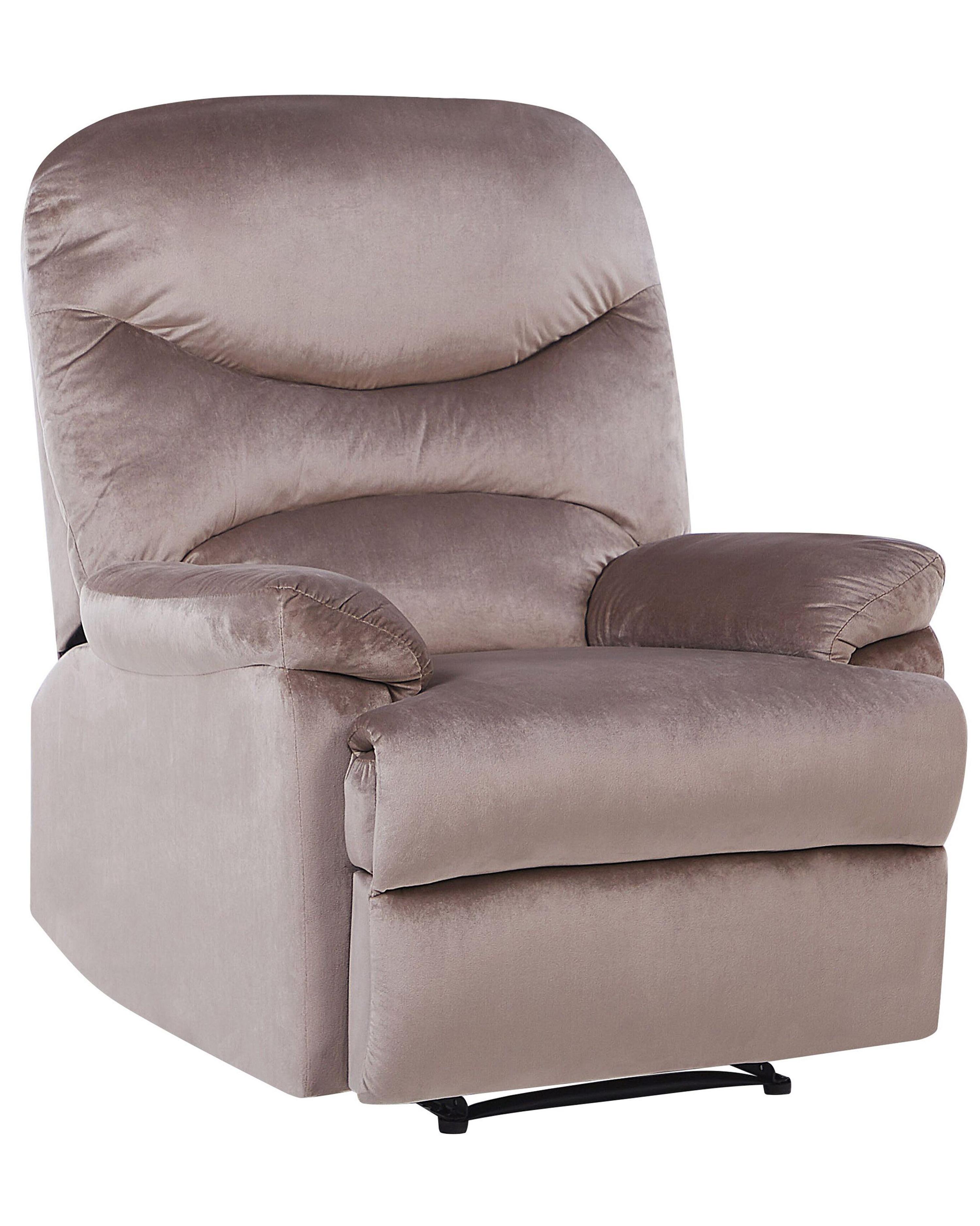 Relaxfauteuil ESLOV inclusief voetensteun Fluweel Beige Taupe