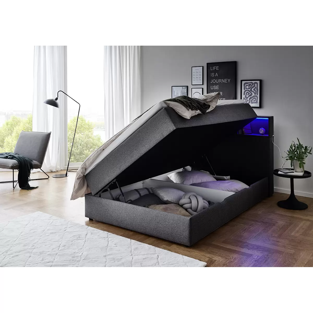 Boxspringbett Caja 140x200 Anthrazit
