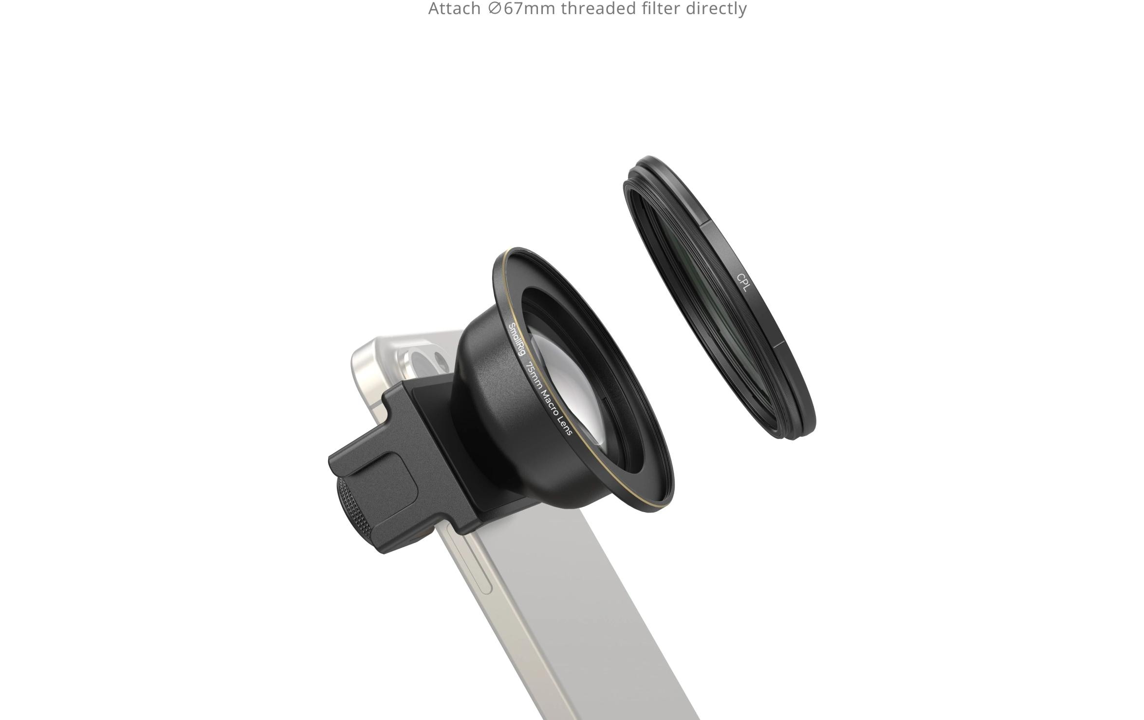 75mm Makro-Objektiv für Mobiltelefon (T-Mount)Für detaillierte Nahaufnahmen mit verbesserter Farbe und Klarheit