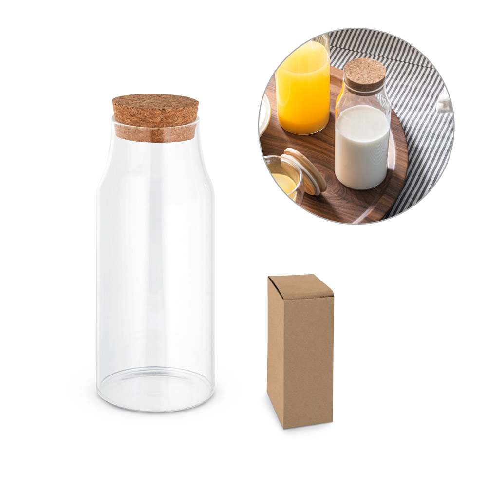 hi!dea 94235 - Bouteille en verre avec couvercle en liège 800 ml
