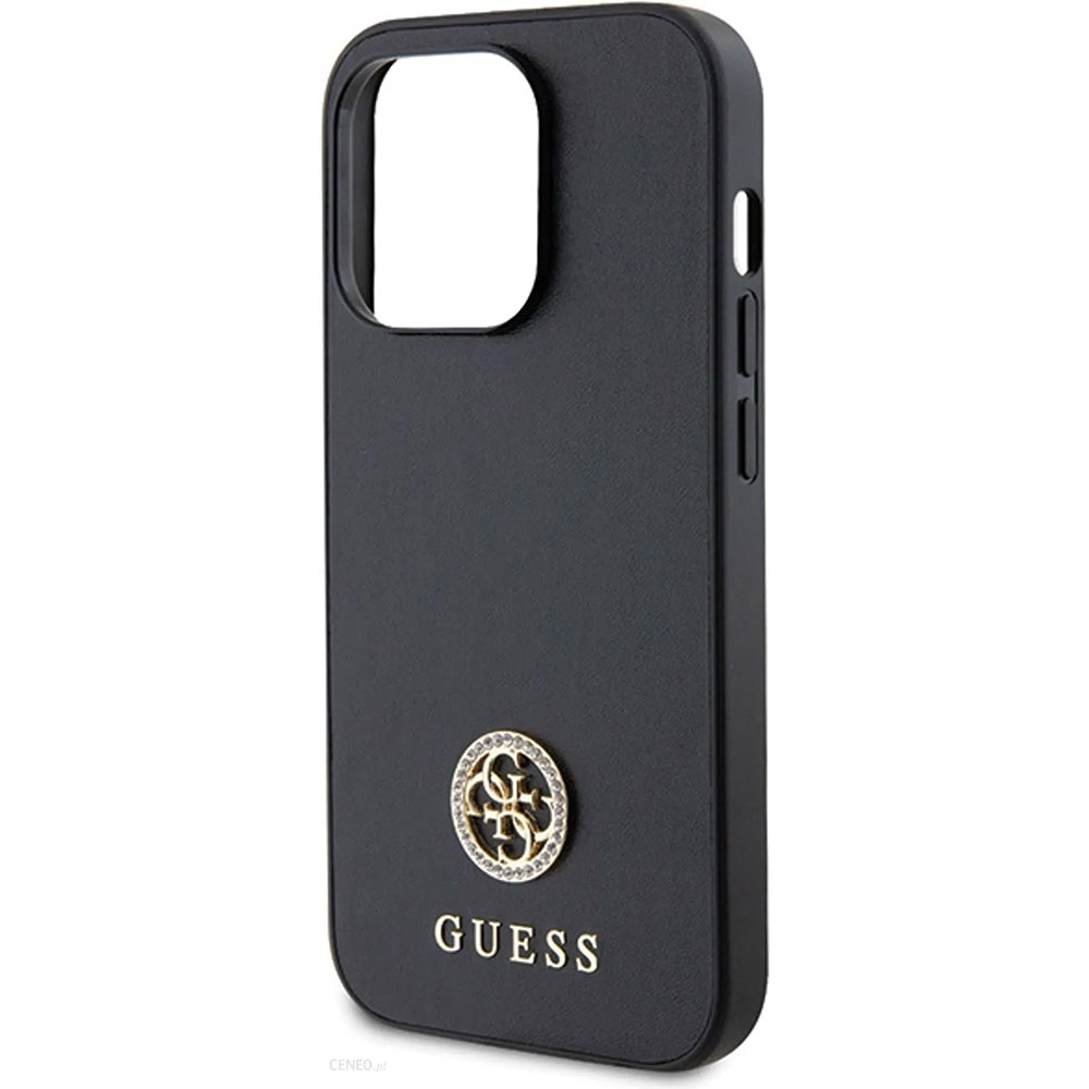 iPhone 14 Pro Hardcase Hülle Strass Metall Logo (GUHCP14LPS4DGPK) - Schwarz