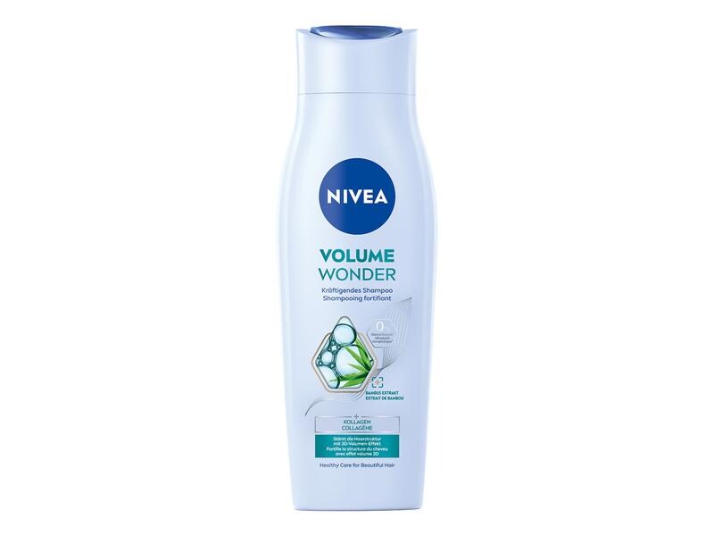NIVEA Shampoo Volume Wonder 250 ml Haarshampoo stärkt die Haarstruktur mit einem 3D-Volumen-Effekt