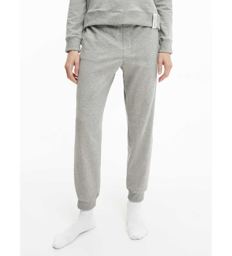 Calça de pijama comprida Calvin Klein, moderna, em algodão cinza.