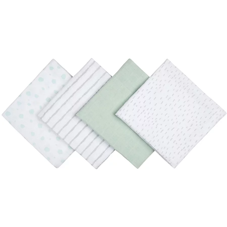 emma & noah Mullwindeln 4er Set Punkte Mint 70 x 70 cm