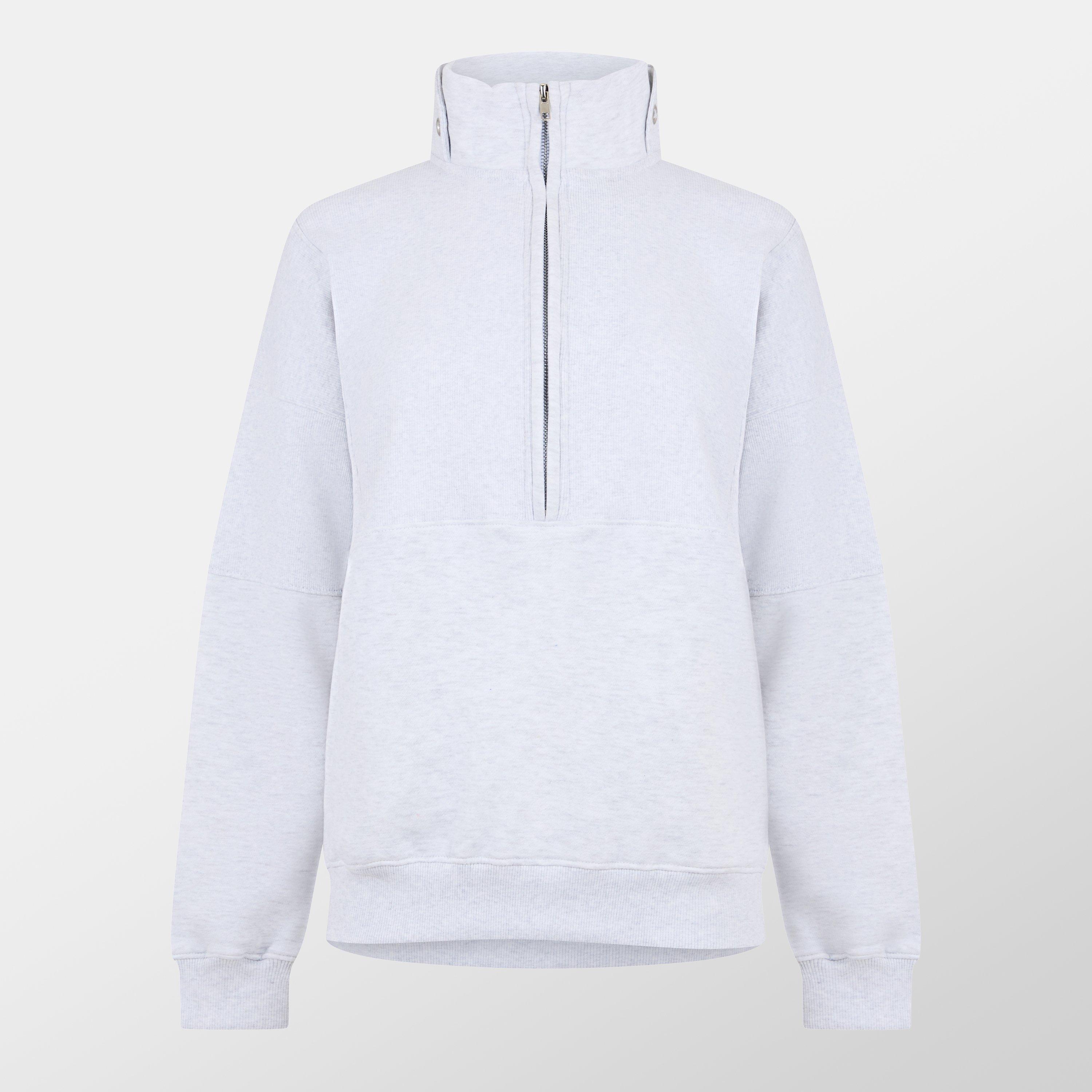 Missy Empire ME Ribbed Panelled Half Zip Sweatshirt Womens