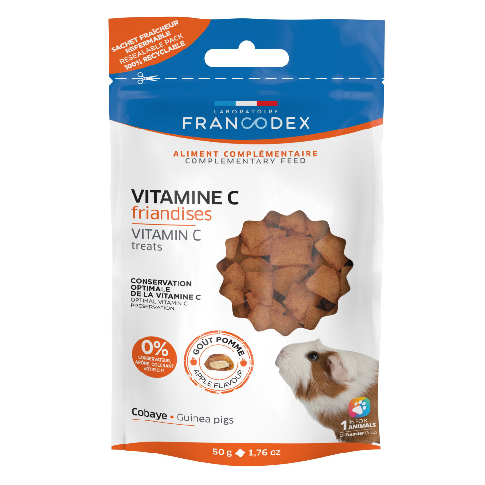 Pack friandises vitamine c, 4 sachets de 50g pour cobayes