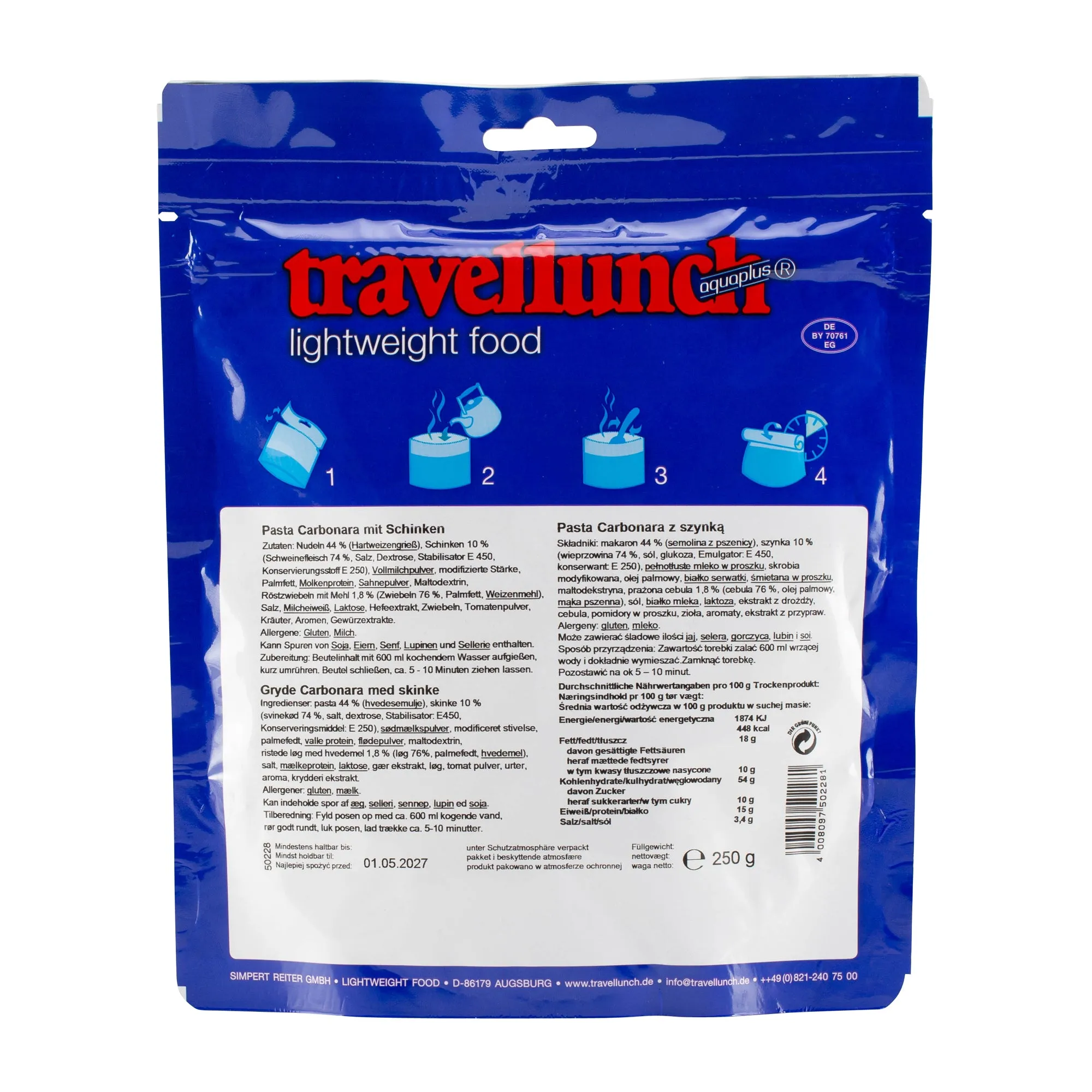 Travellunch -  Pasta Carbonara mit Schinken 2er Packung