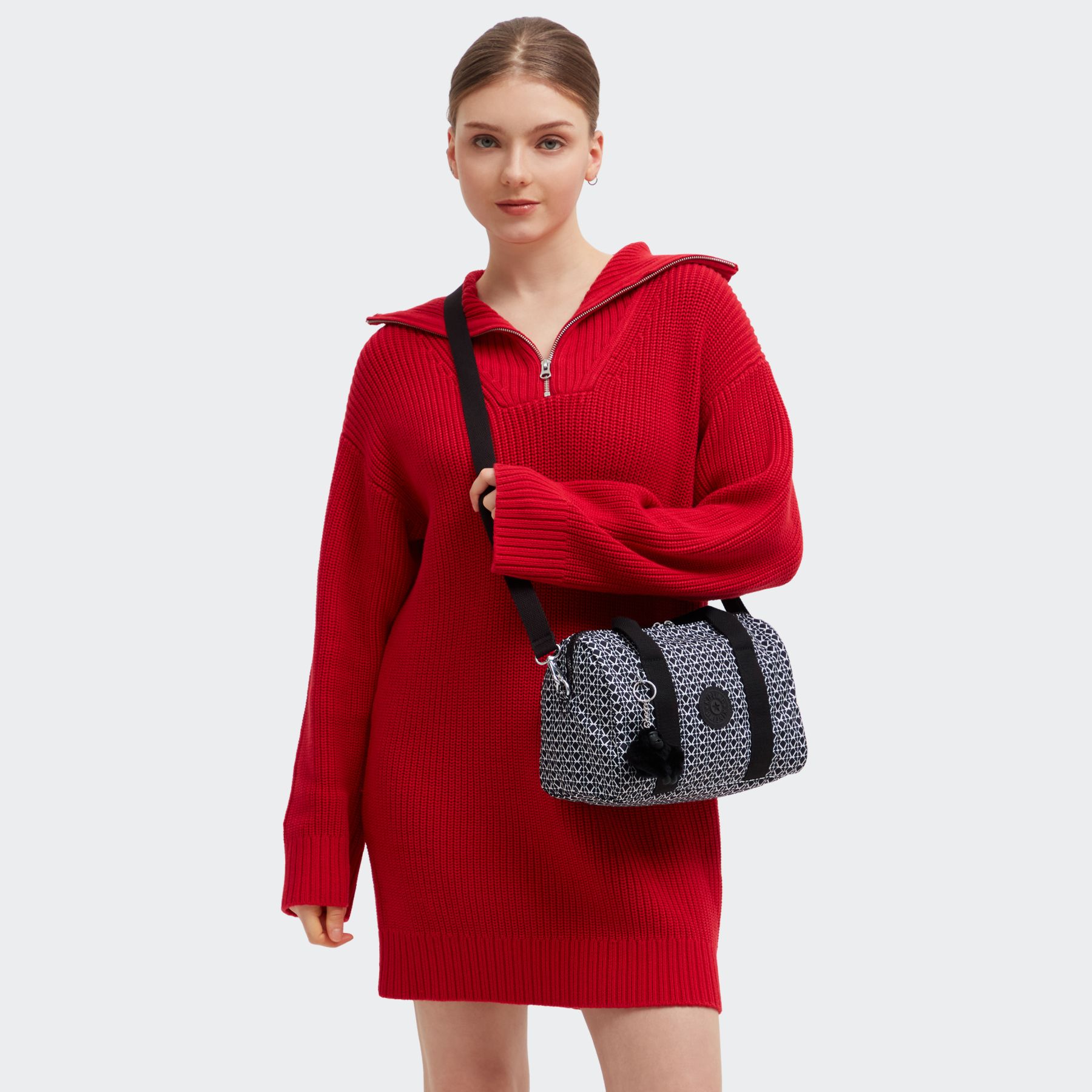 BINA M Sac à main de taille moyenne avec bandoulière ajustable amovible - Signature Print