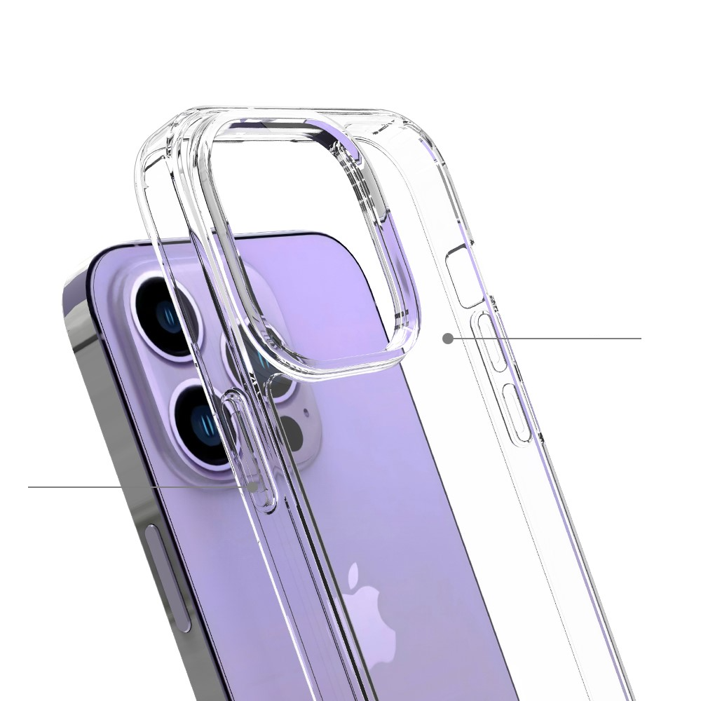 iPhone 14 Pro Hybrid Hülle TPU Bumper mit Acryl Rückseite - Transparent
