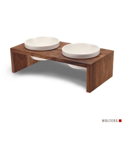 Wolters Foodstation Gohan Double Teak&Wit - Hondenvoerbak
