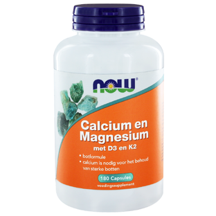NOW Calcium en Magnesium met D3 en K2 Capsules 180CP