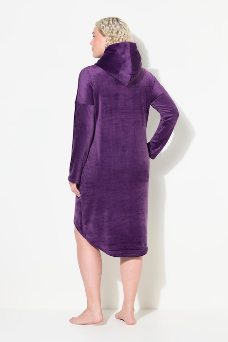 Loungewear-Nickikleid, Kapuze, Langarm, recycelt