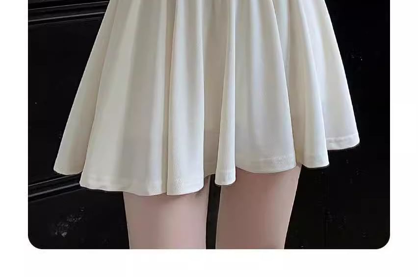Guromo - Hoge taille effen mini A-lijn rok