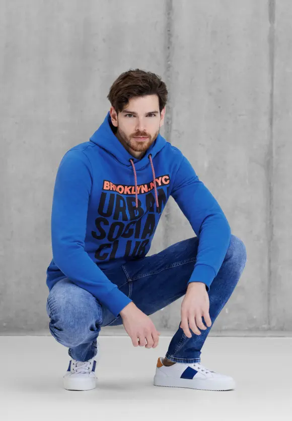 Kapuzensweatshirt mit Print - strong blue