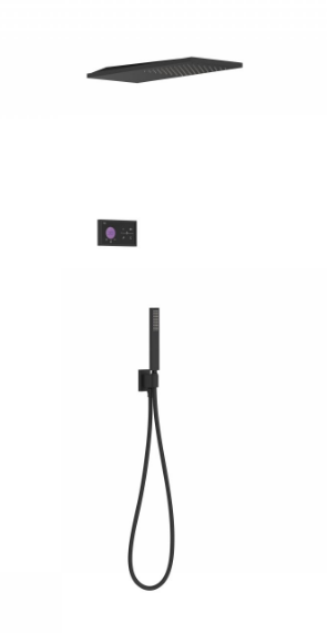 Tres Shower Technology elektronische inbouwthermostaat met regendouche 21x55cm en handdouche mat zwart