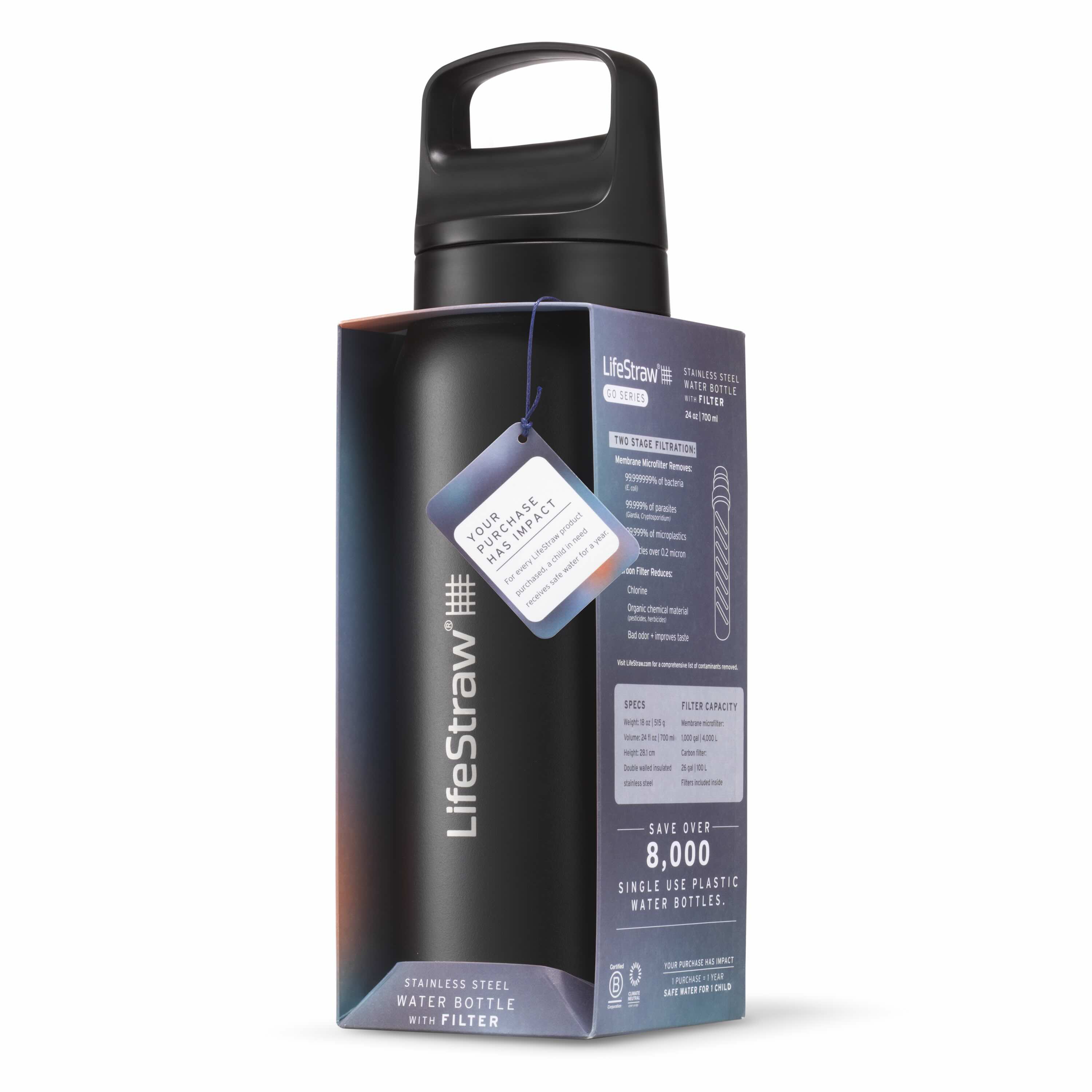 LifeStraw Go 2.0 700 geïsoleerde RVS waterfilterfles - Black