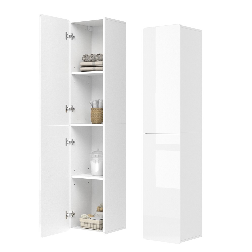 Vicco Hochschrank Baschrank Badezimmerschrank Izan Weiß Badmöbel 180x40 cm HGL