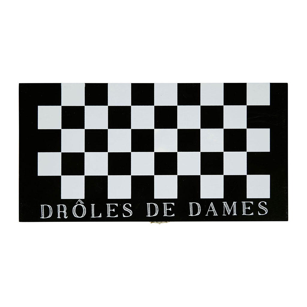Jeu d'échec bois industriel drôles de dames 34x17.5cm