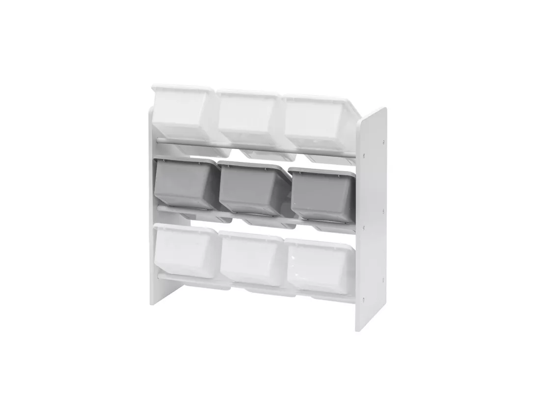Organisateur de Jouets Etagère de Chambre MDF Blanc avec 9 Boîtes Amovibles