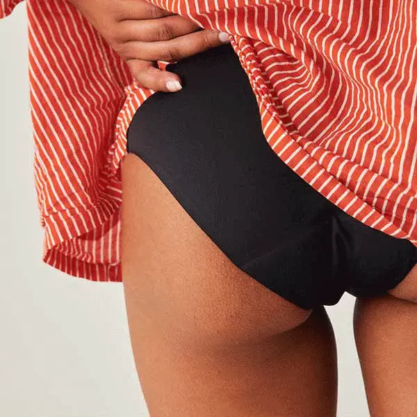 Calcinha menstrual de microfibra Smoon, fluxo médio, preta, tamanho GG