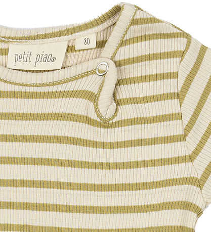 Petit Piao Body k/ä - Rib - Modal - Khaki/Dark Off White