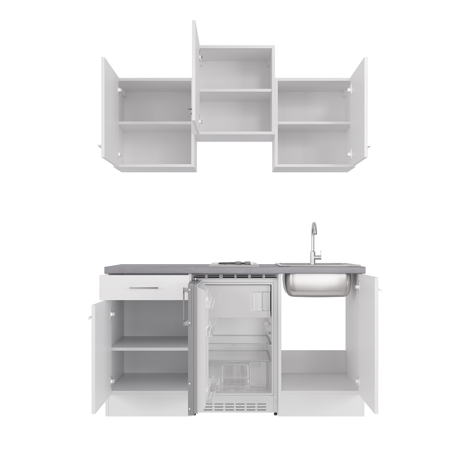 Küchenblock ELEA - weiß - mit E-Geräten - 150 cm