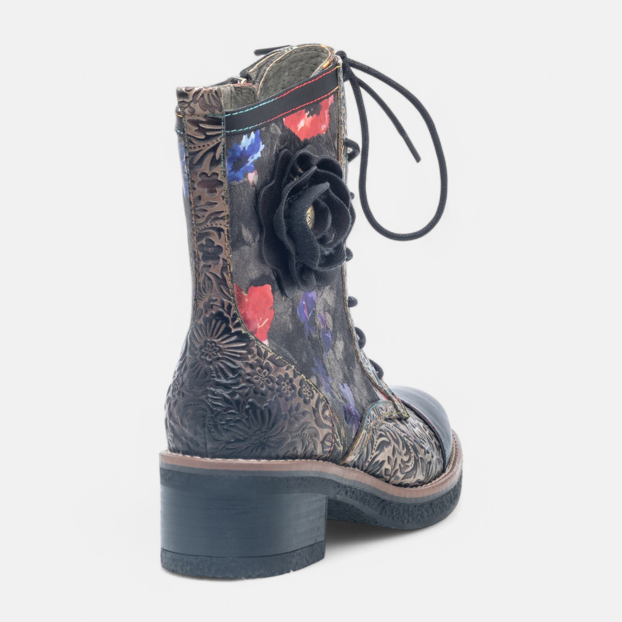 Bottines à lacets à talon Femme noir