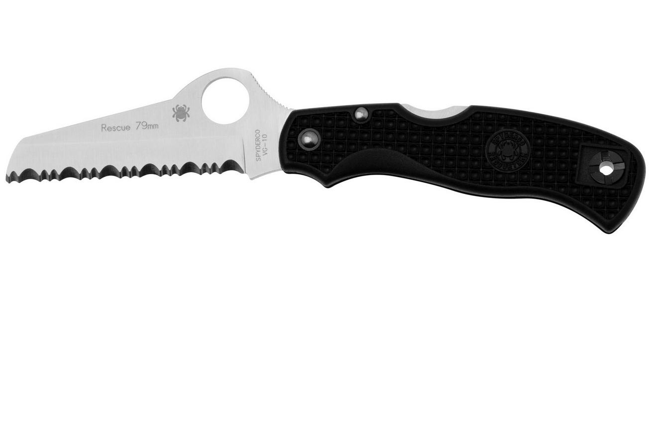 Spyderco Rescue 79mm C45SBK Black FRN, serrated zakmes